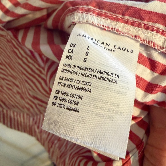 American Eagle 100% cotton Striped Cropped Button-Up Women's Top - Picture 4 of 5